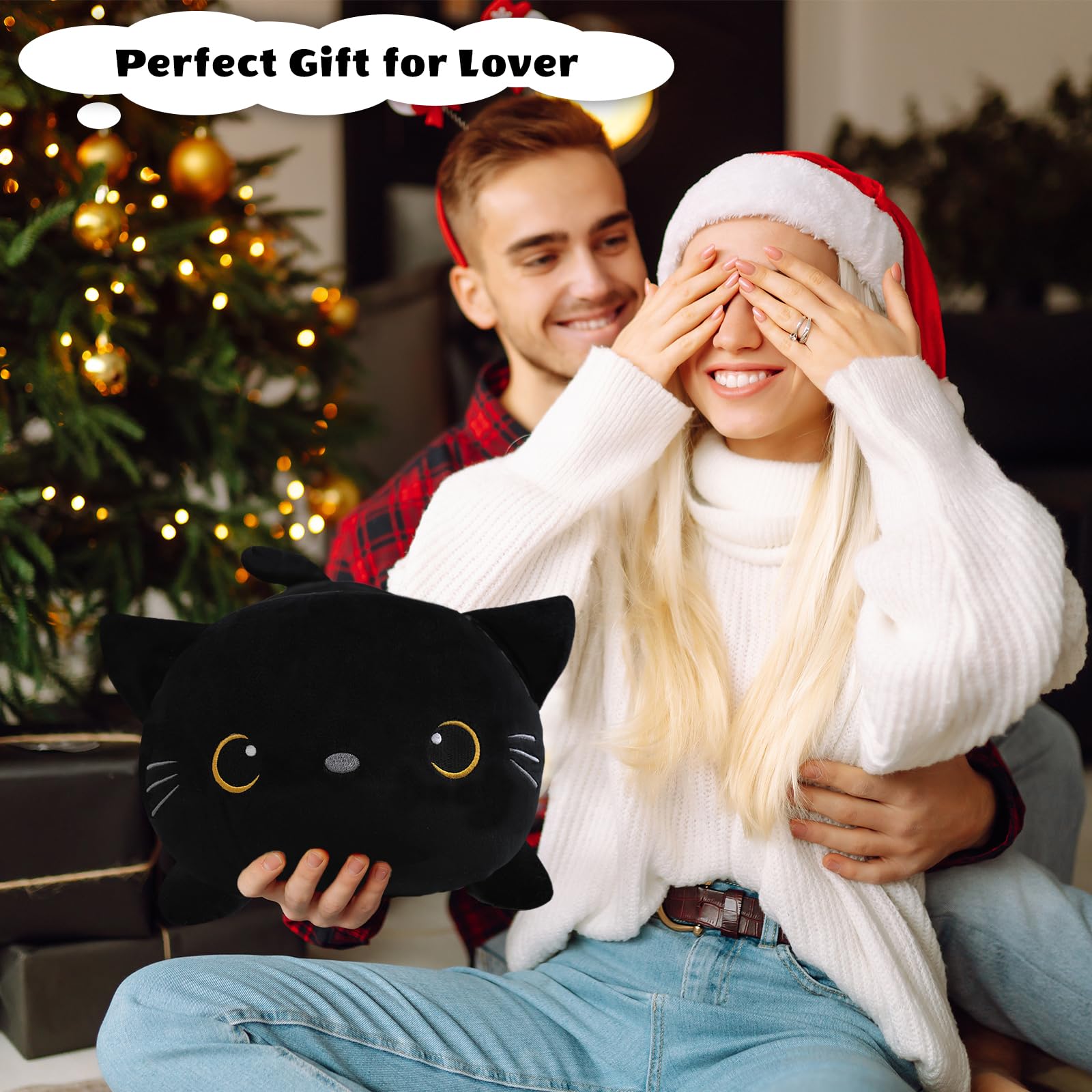 Finebee weighted black cat plush cuddly night companion for kids