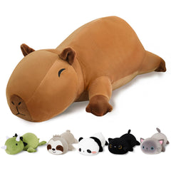 Finebee weighted capybara plush close-up showing ultra-soft fabric for cozy hugs