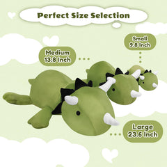 Finebee weighted dinosaur plush 13.8-inch size ideal for bedtime snuggling.