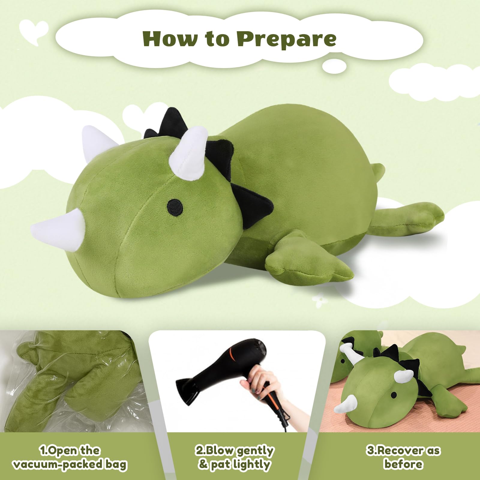 Finebee weighted dinosaur plush 23.6-inch size makes a standout decorative piece.
