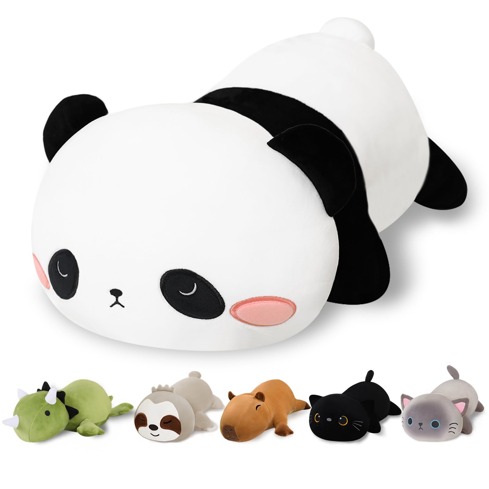 Finebee weighted panda 60 cm front view highlights soft plush for comforting hugs.