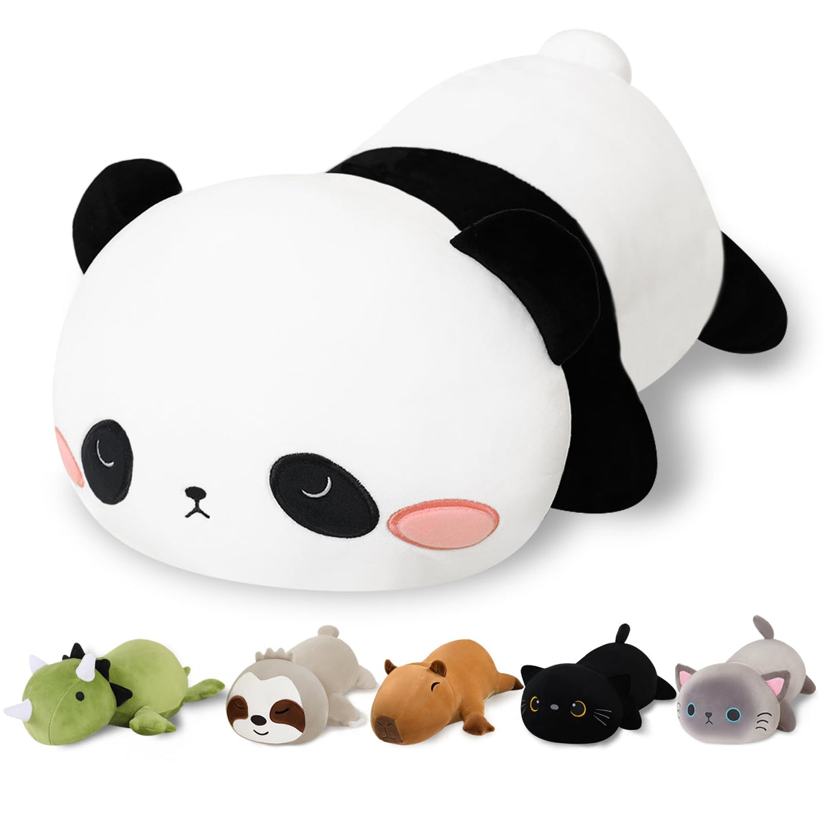Finebee weighted panda plush front view for cozy hugs.