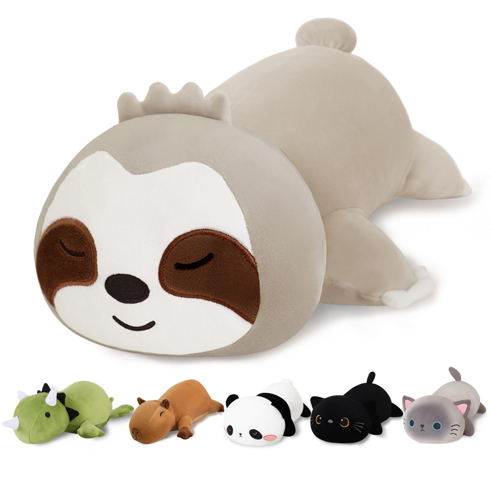 Finebee weighted sloth plush front view, ideal for cozy hugs.