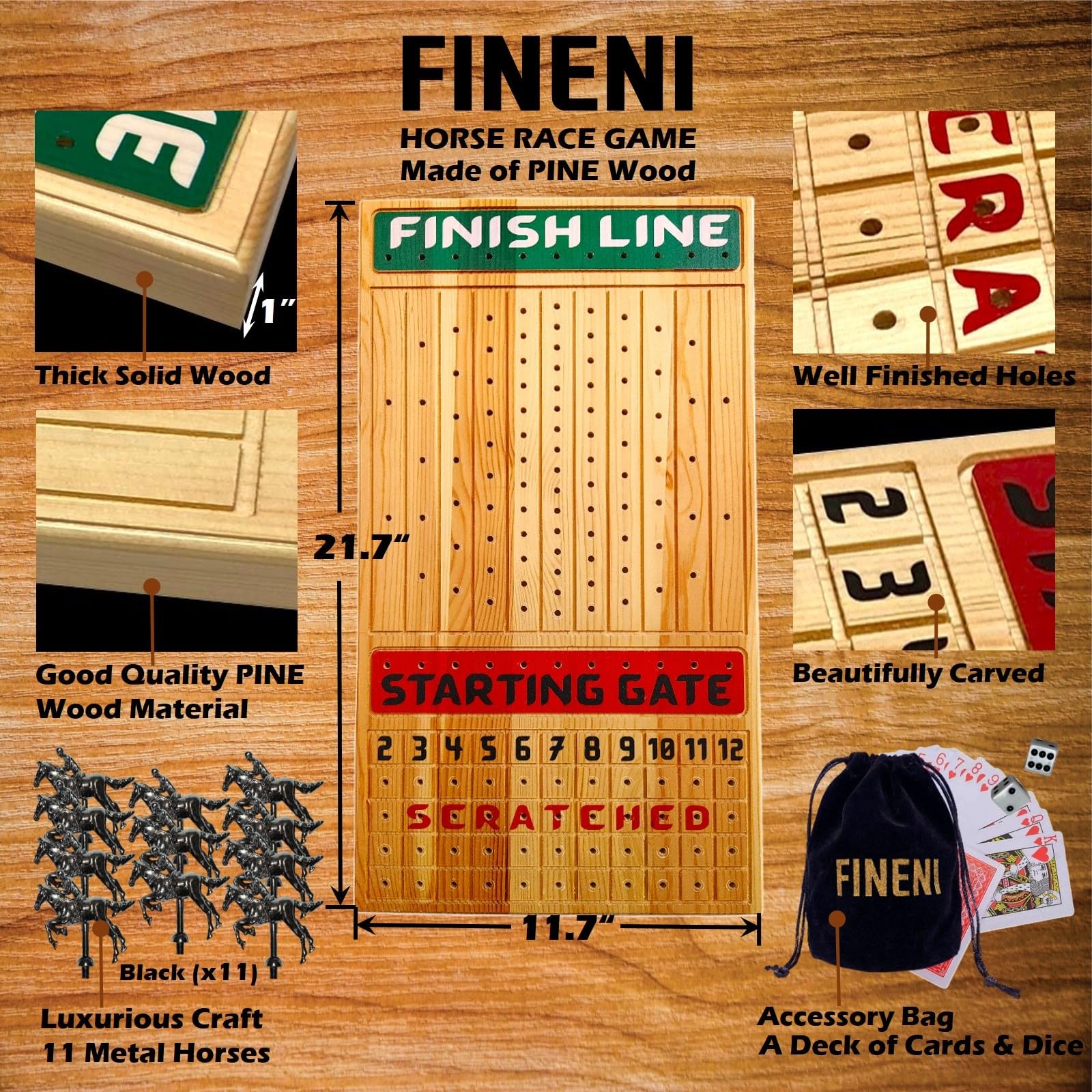 FINENI pine wood board 22-inch close-up showing smooth finish