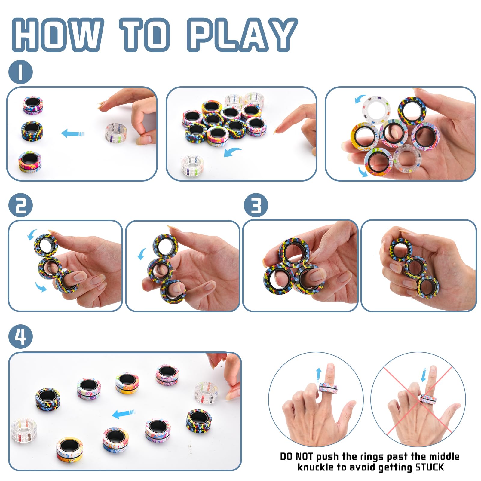 Finger Rock colorful magnetic rings help calm nerves during work or study.