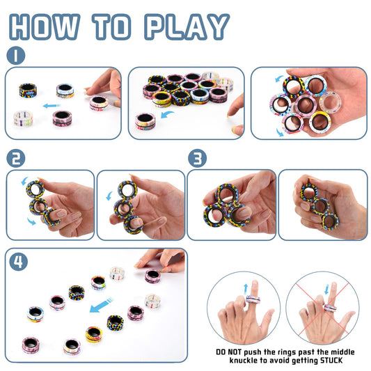 Finger Rock magnetic ring spinner on finger demonstrating smooth, quiet rotation.