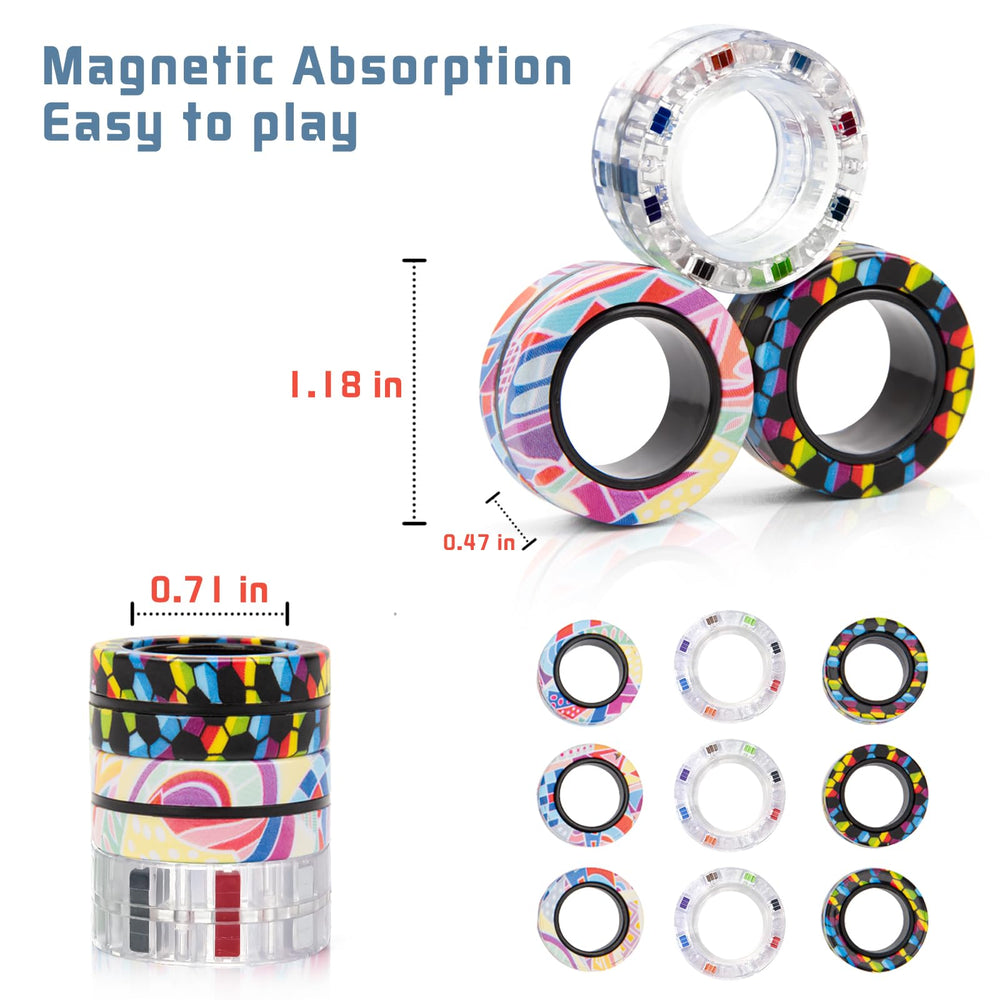 Finger Rock magnetic rings – colorful set; portable hand toys for on-the-go focus.