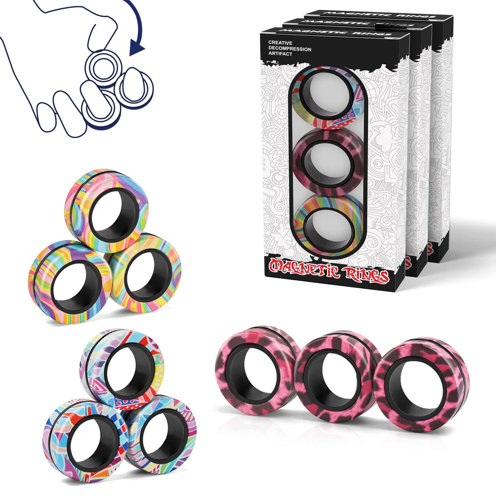 Finger Rock magnetic rings set, angled view, smooth rotation for focus and calm