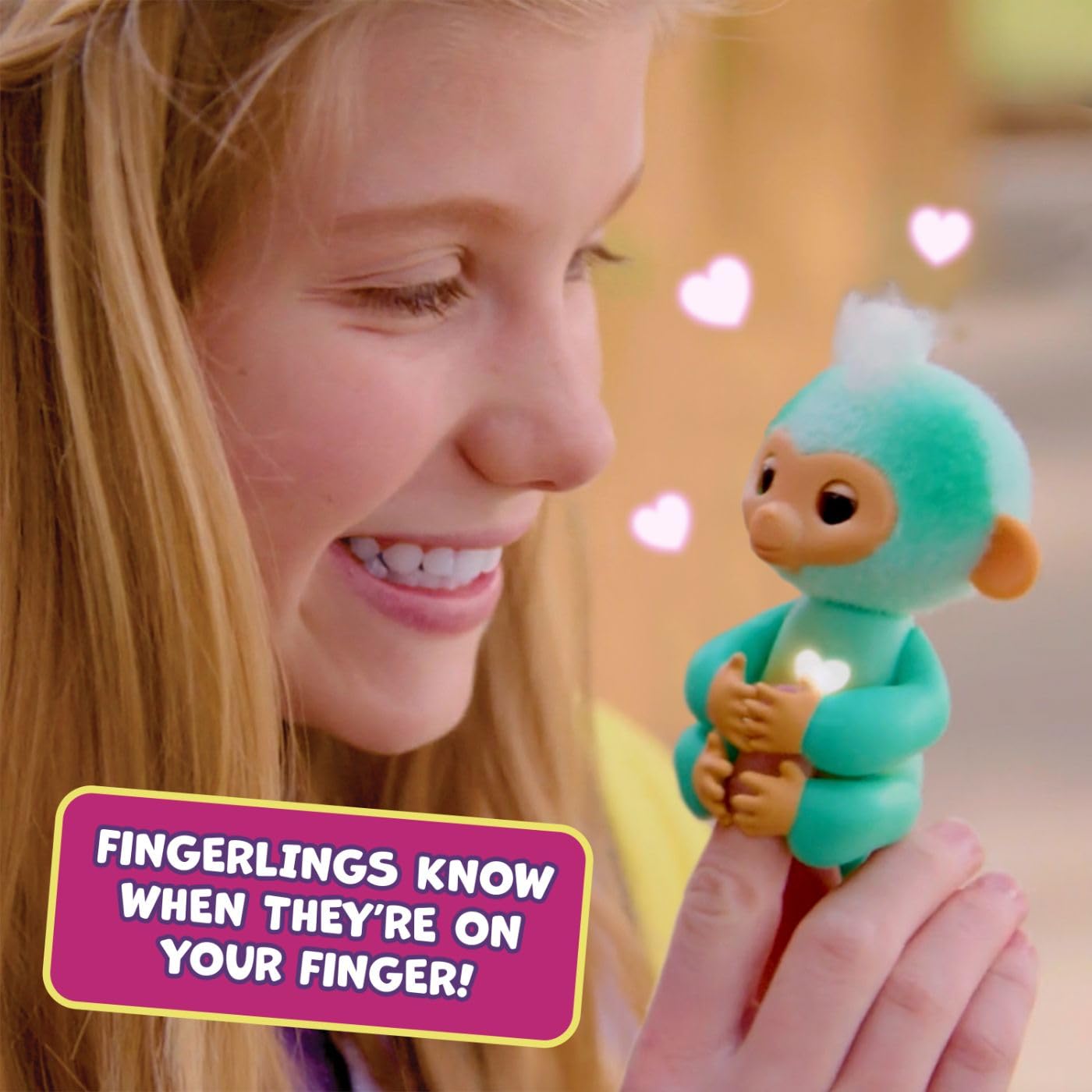 Fingerlings Ava off finger, curious and dreamy, sparks storytelling and pretend adventures.
