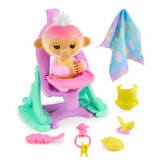 Fingerlings Jas on finger with heart glow, showcasing responsive interaction.