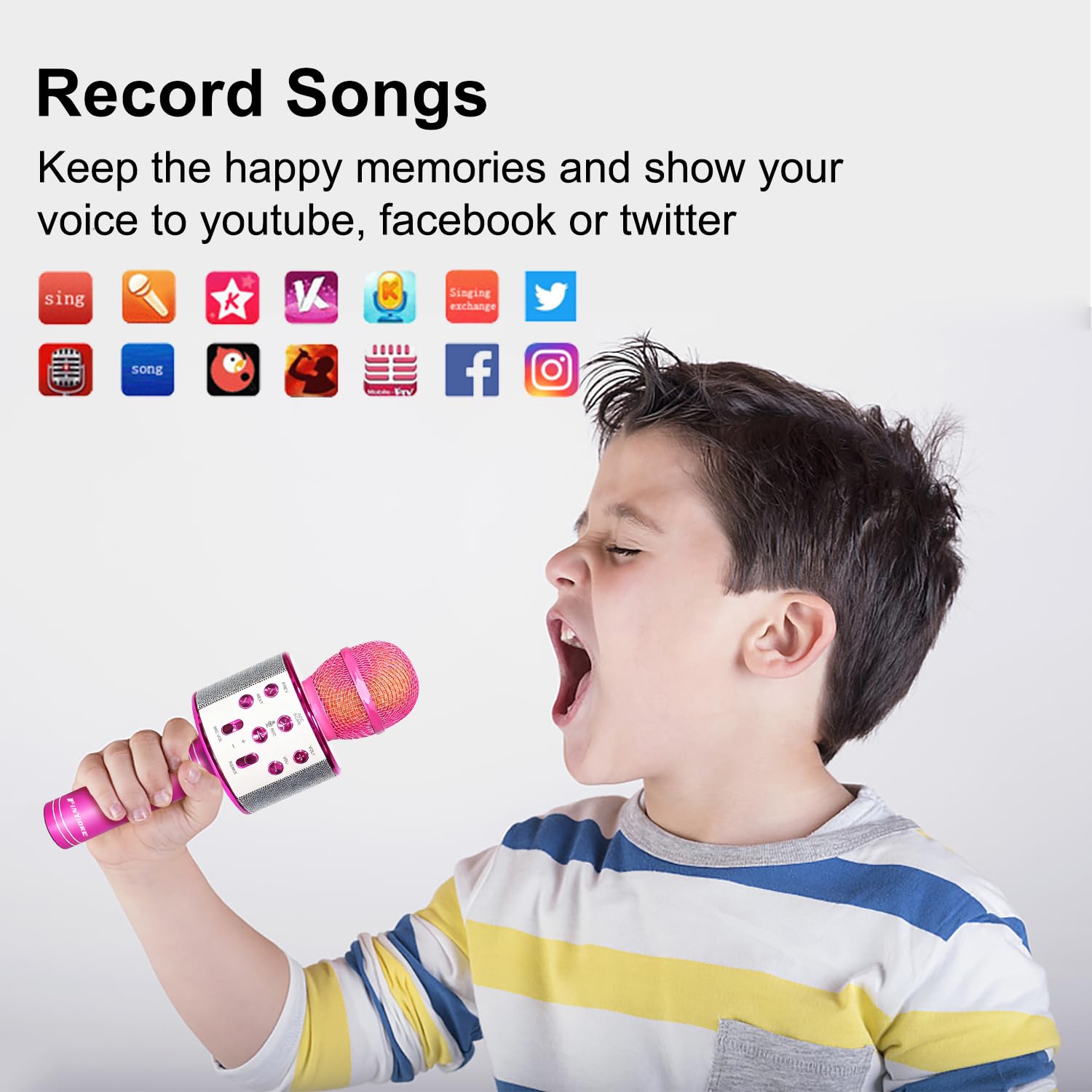FINYIORE Karaoke Microphone magic voice effects for playful experimentation.