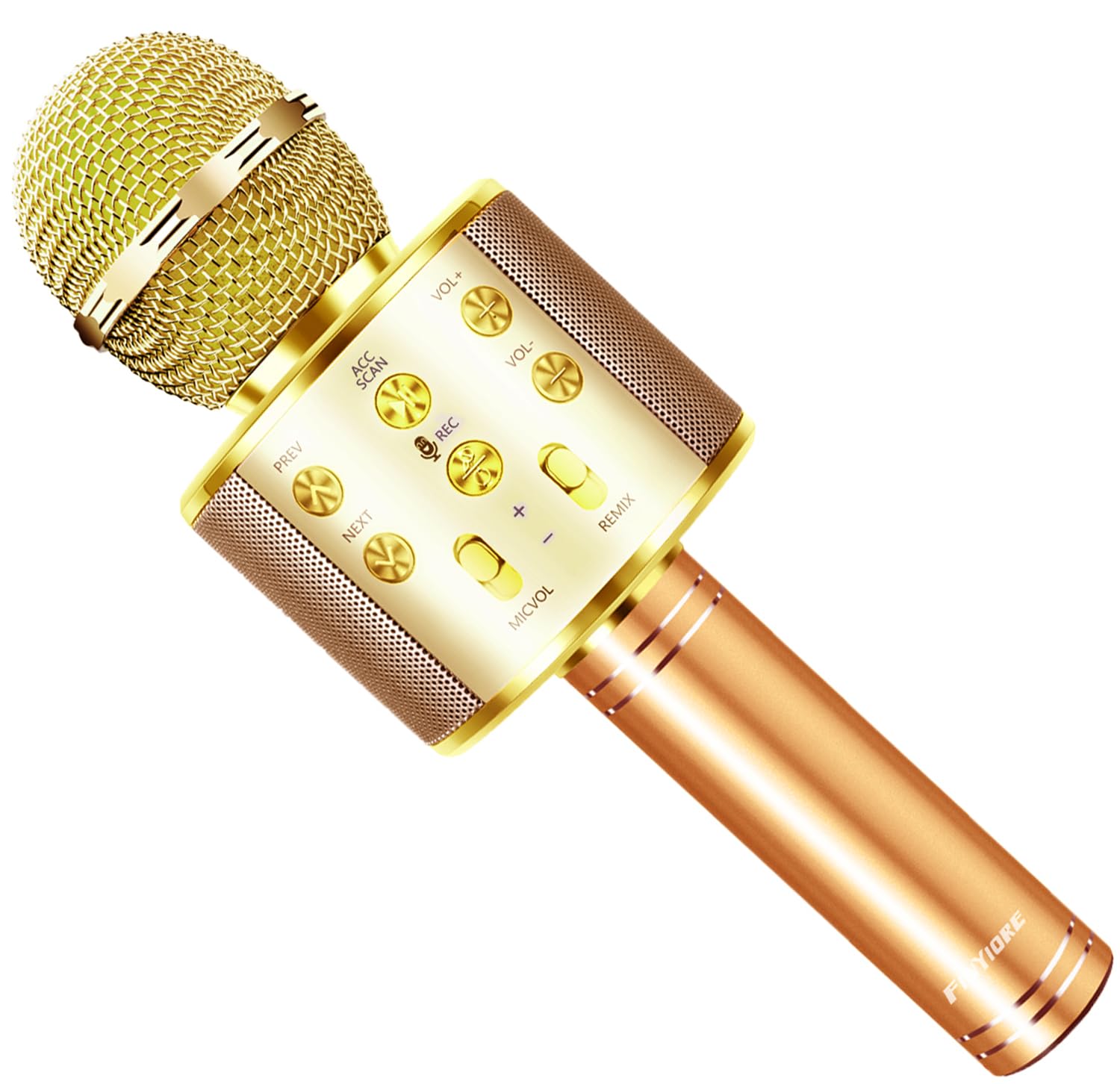 FINYIORE Kids Microphone front view delivers crisp stereo sound for home karaoke.