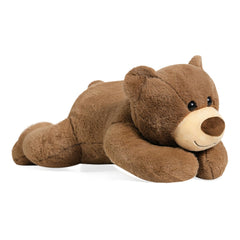 Fiosnow weighted brown bear front view showing calming plush weight for hugs and relaxation