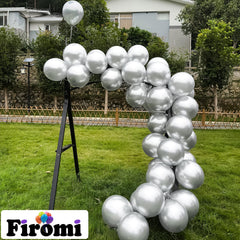 Firomi closeup of thickened chrome latex balloons for a premium look