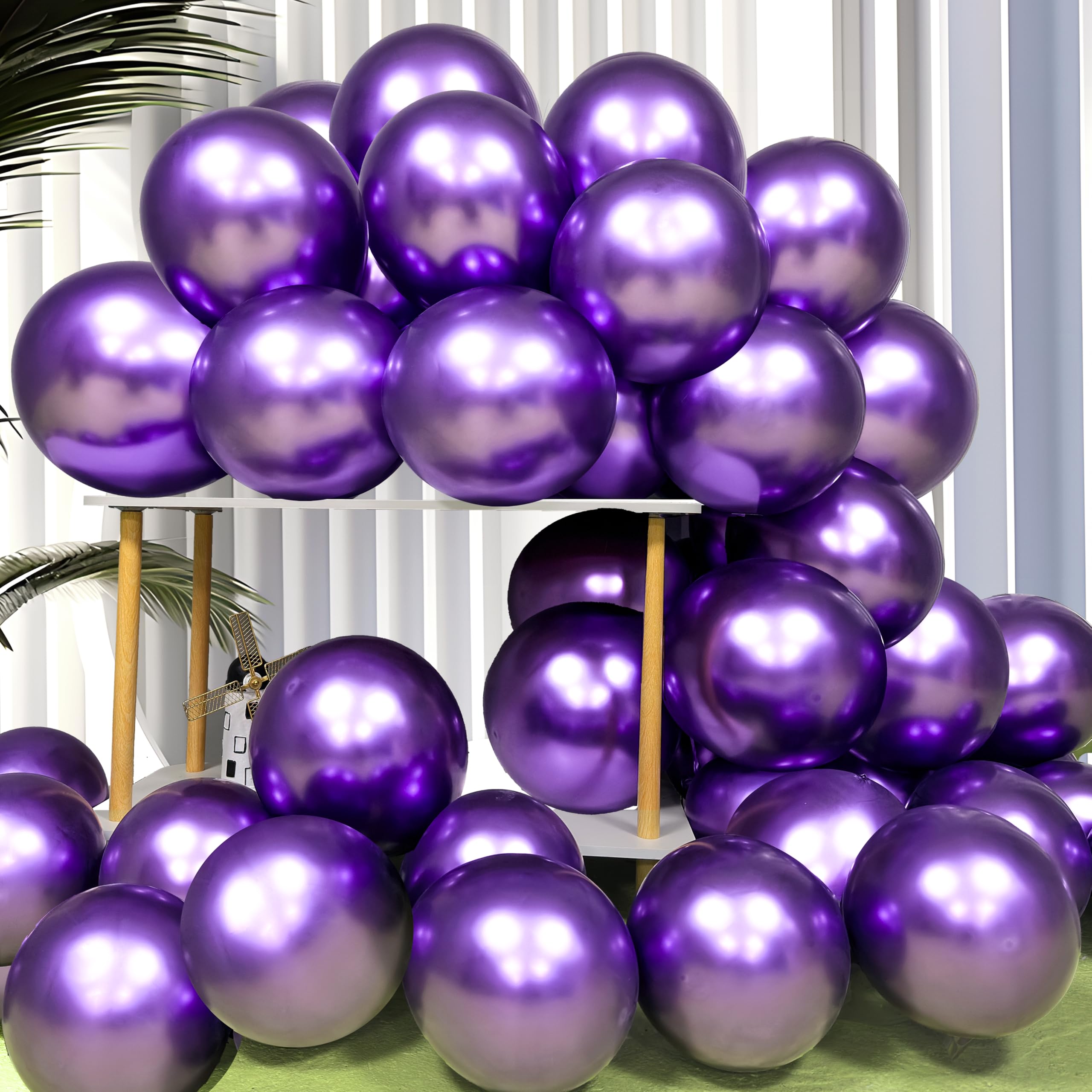 Firomi metallic purple balloon 12in pack offers vibrant chrome finish for long-lasting party decor