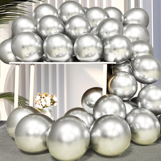 Firomi metallic silver balloons 12 inch pack for chic arches and festive garlands