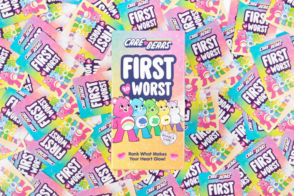 Packaging of FIRST TO WORST Care Bears hints at quick, social play sessions.