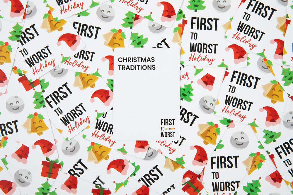 FIRST TO WORST Holiday Edition ages 8+ suitable for family game nights.