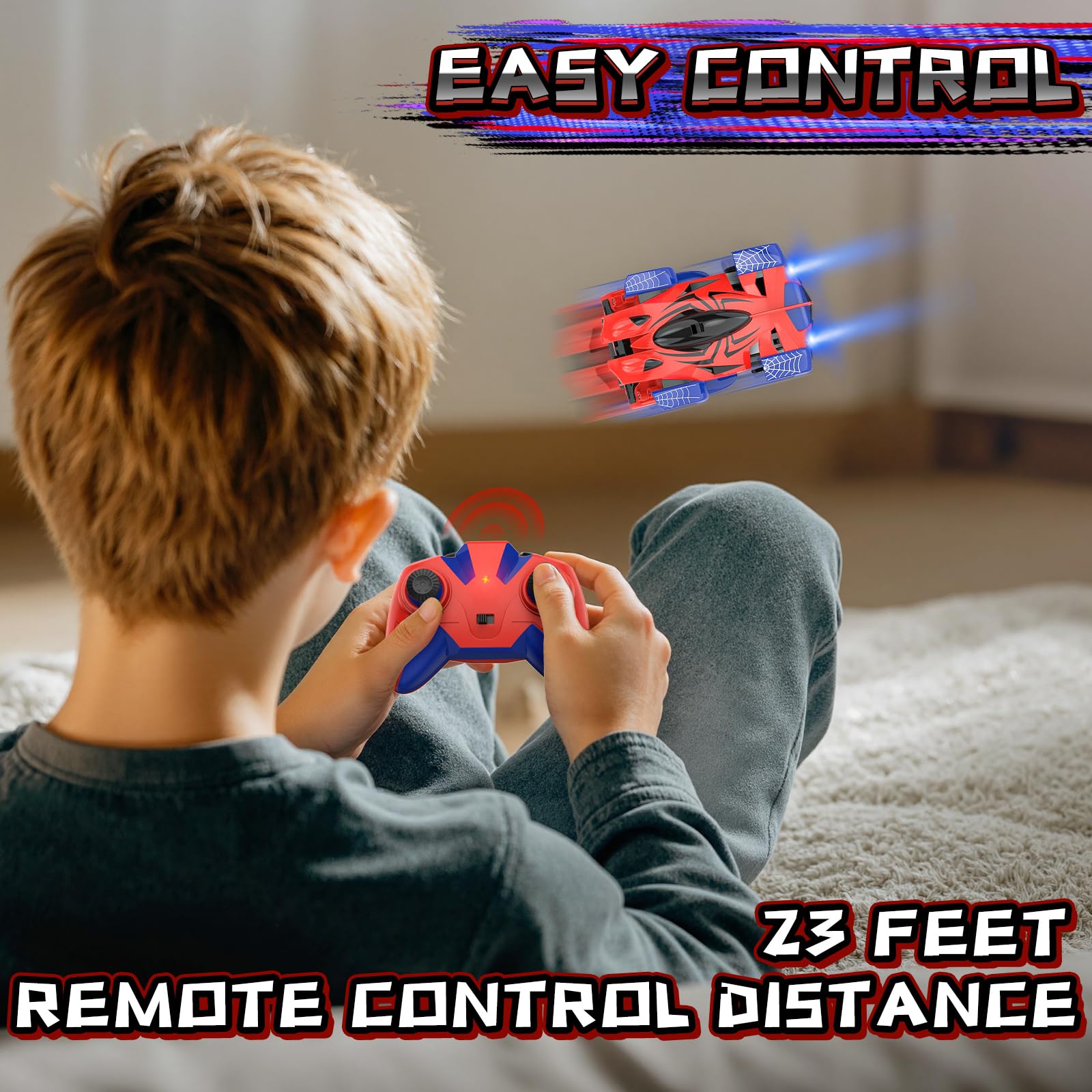 FirYawee Wall Climber RC Car on ceiling performing a trick