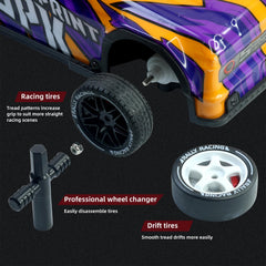 Fisca RC drift car remote controller showing precise steering control