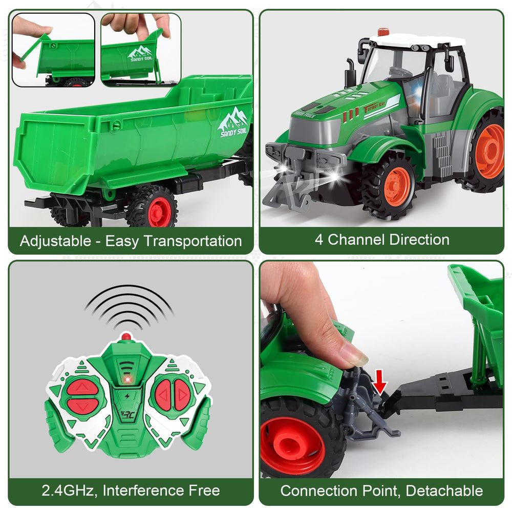fisca remote control tractor side view showing 1/24 scale and sturdy build