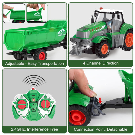 fisca remote control tractor side view showing 1/24 scale and sturdy build