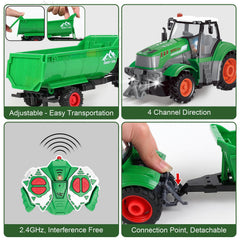fisca remote control tractor side view showing 1/24 scale and sturdy build