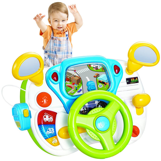 fisca toddler steering wheel toy demonstrates steering control for early motor skills