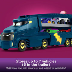 Room for seven cars promotes organized pretend play.