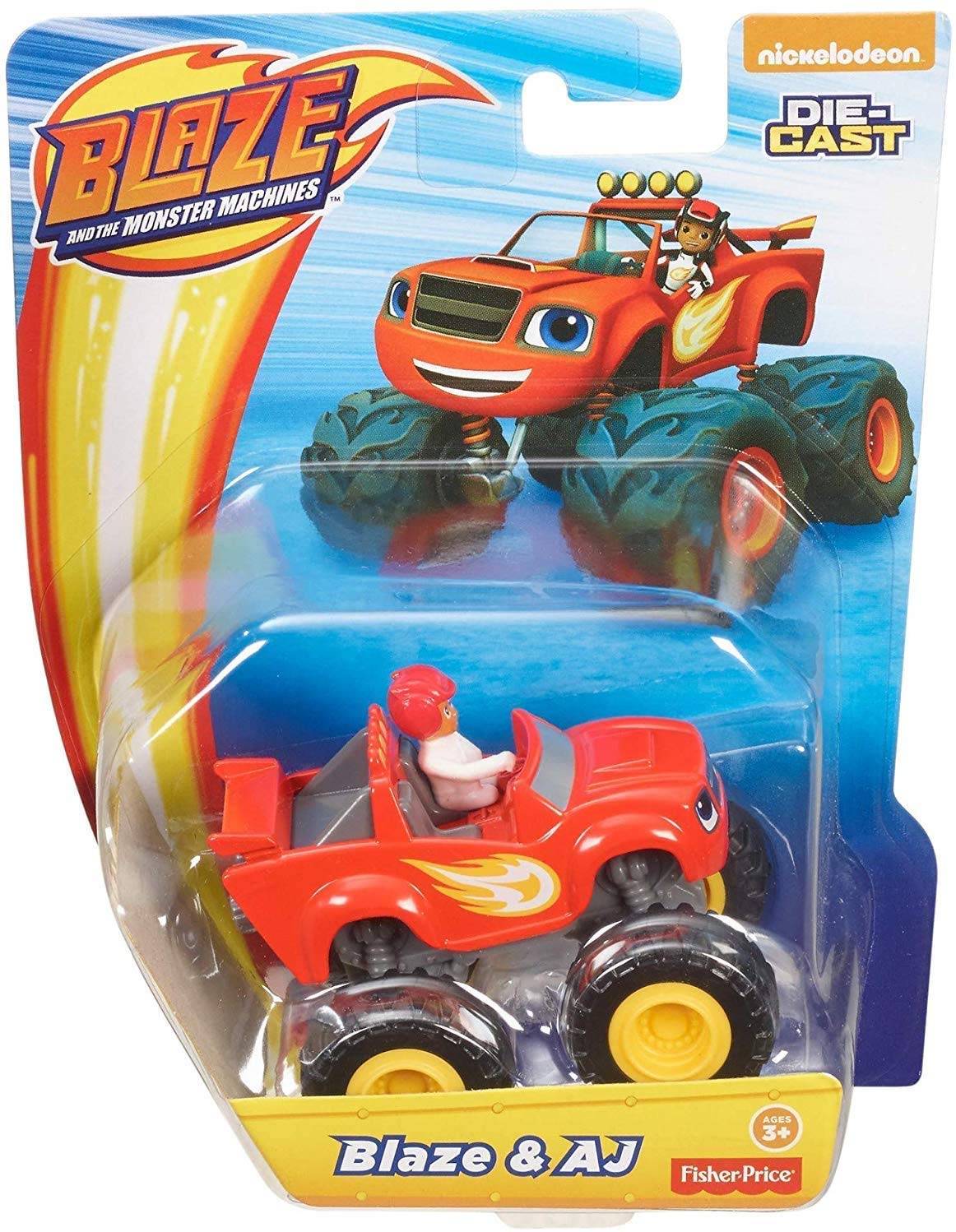 Fisher-Price Blaze & AJ collectible figure and vehicle for pretend racing adventures.