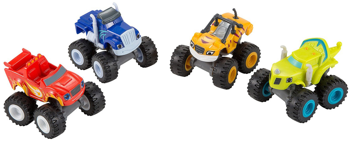 Fisher-Price Blaze 4-Pack Stripes vehicle for imaginative racing play.