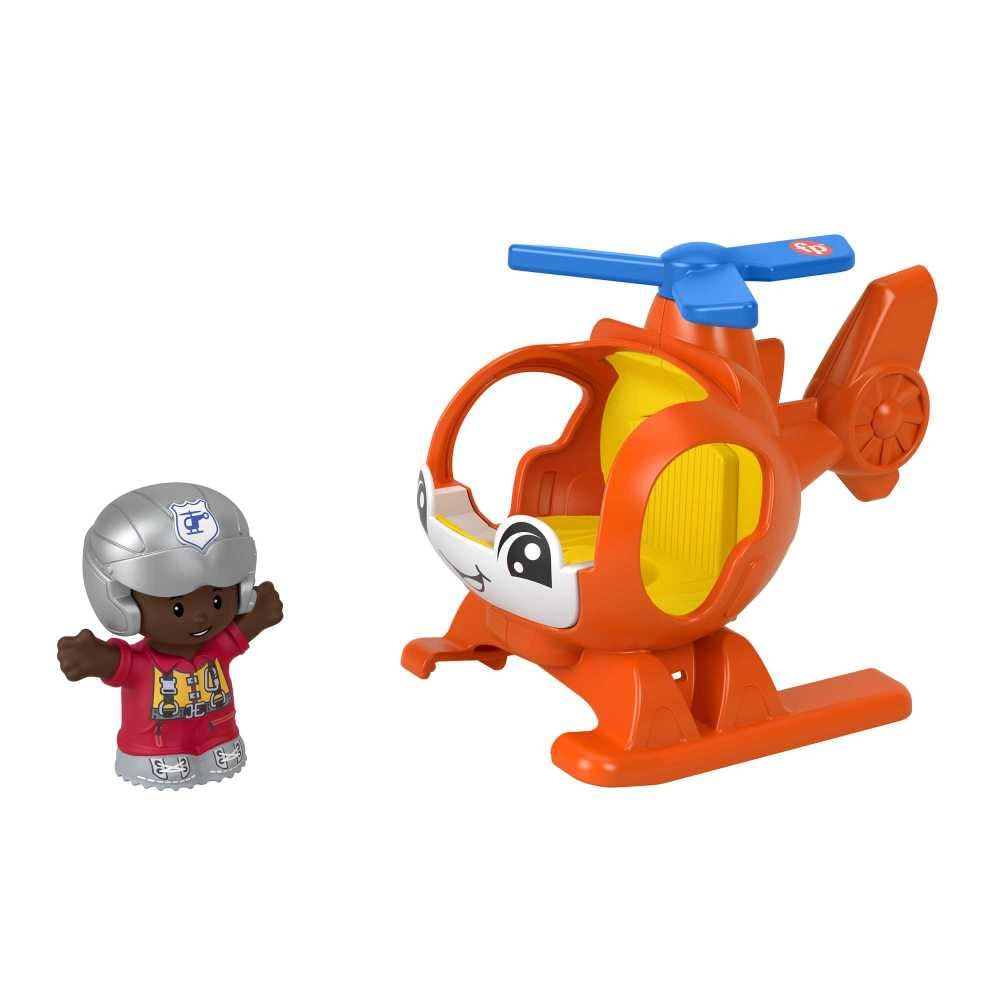 Fisher-Price Little People helicopter rotor spins for imaginative toddler play.
