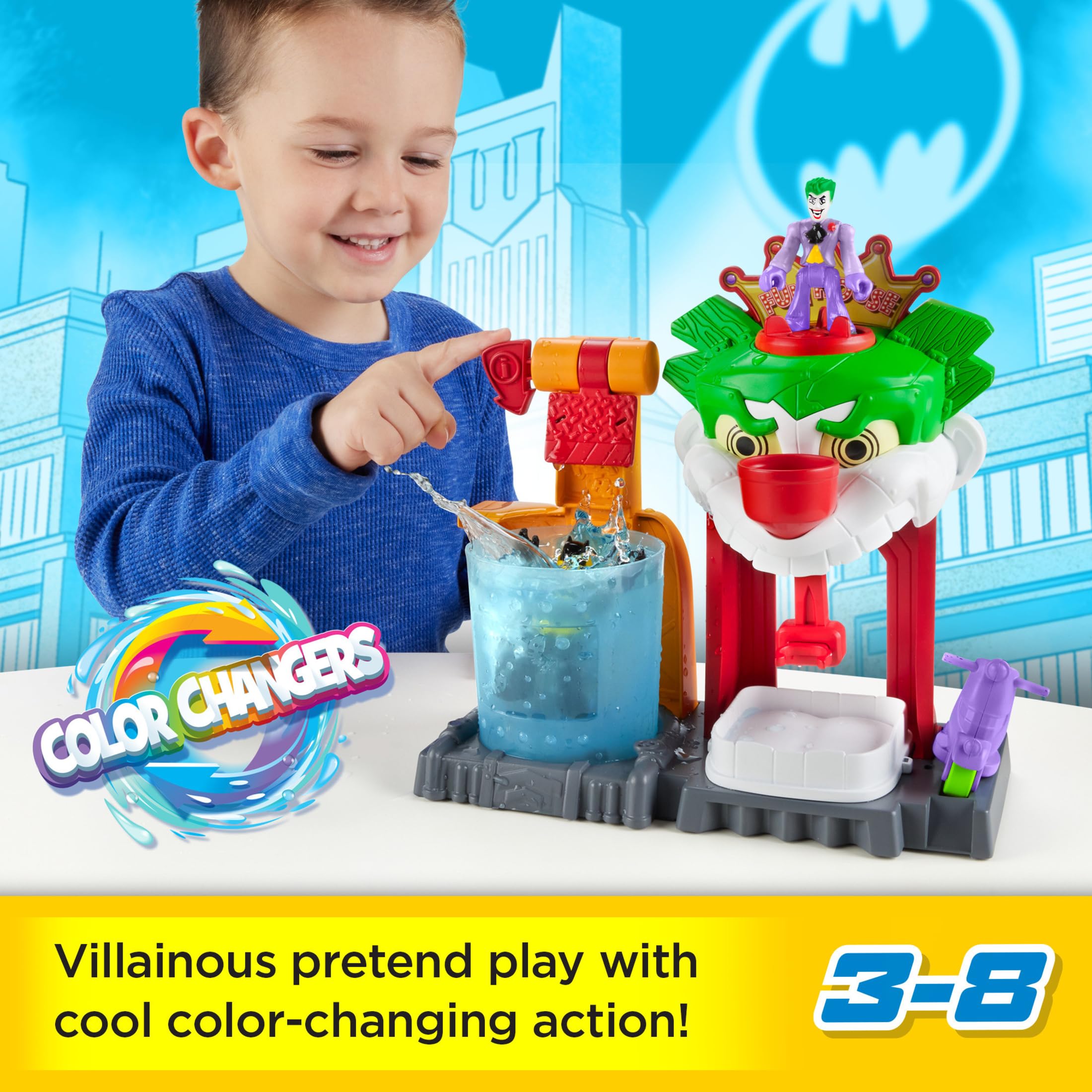 Fisher-Price Imaginext Batman Joker funhouse dunk tank play; hands-on water fun