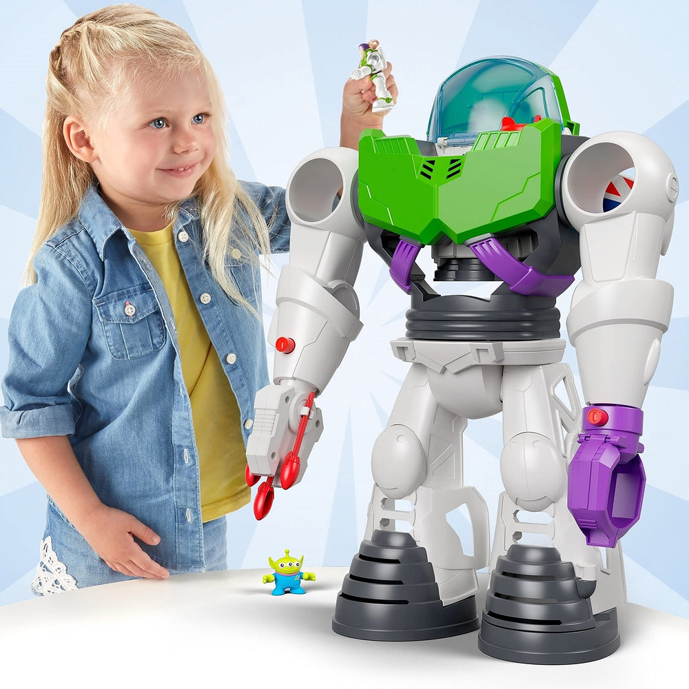 Buzz Lightyear cockpit and wings opening for action-packed space launches.
