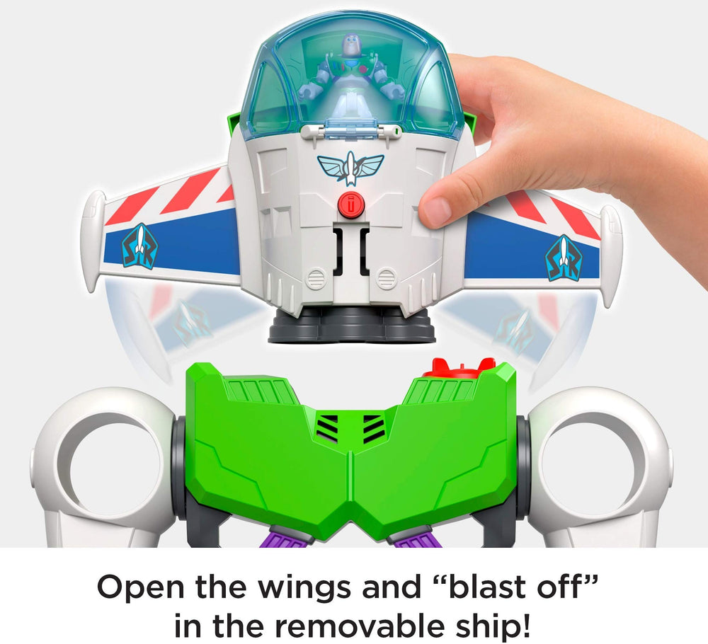 Buzz Lightyear right-arm projectile launcher for action-packed pretend battles.