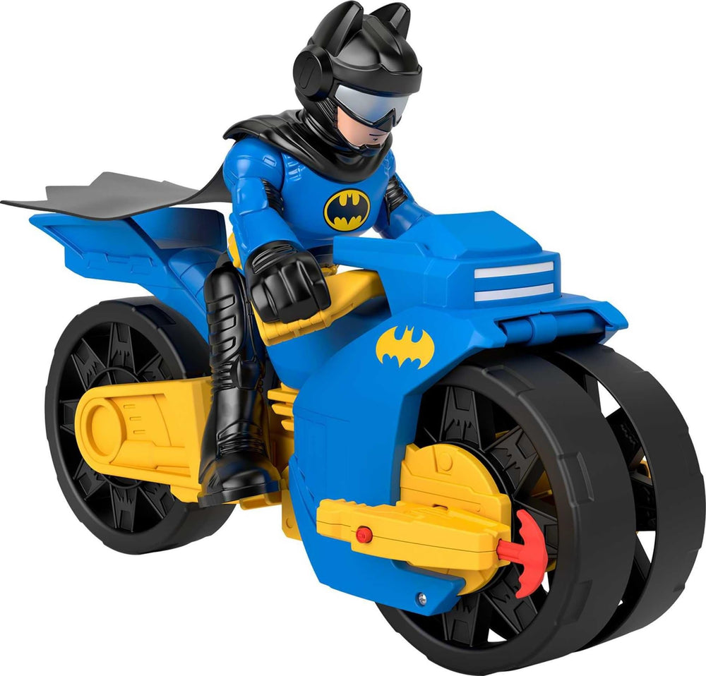 Fisher-Price Imaginext Batman XL Batcycle side view with rolling action