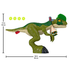 Over 16 inches tall, the Dilophosaurus makes a dramatic play scene centerpiece.