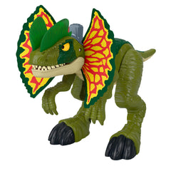 Fisher-Price Imaginext Dilophosaurus lights eyes and frills for dynamic pretend play.
