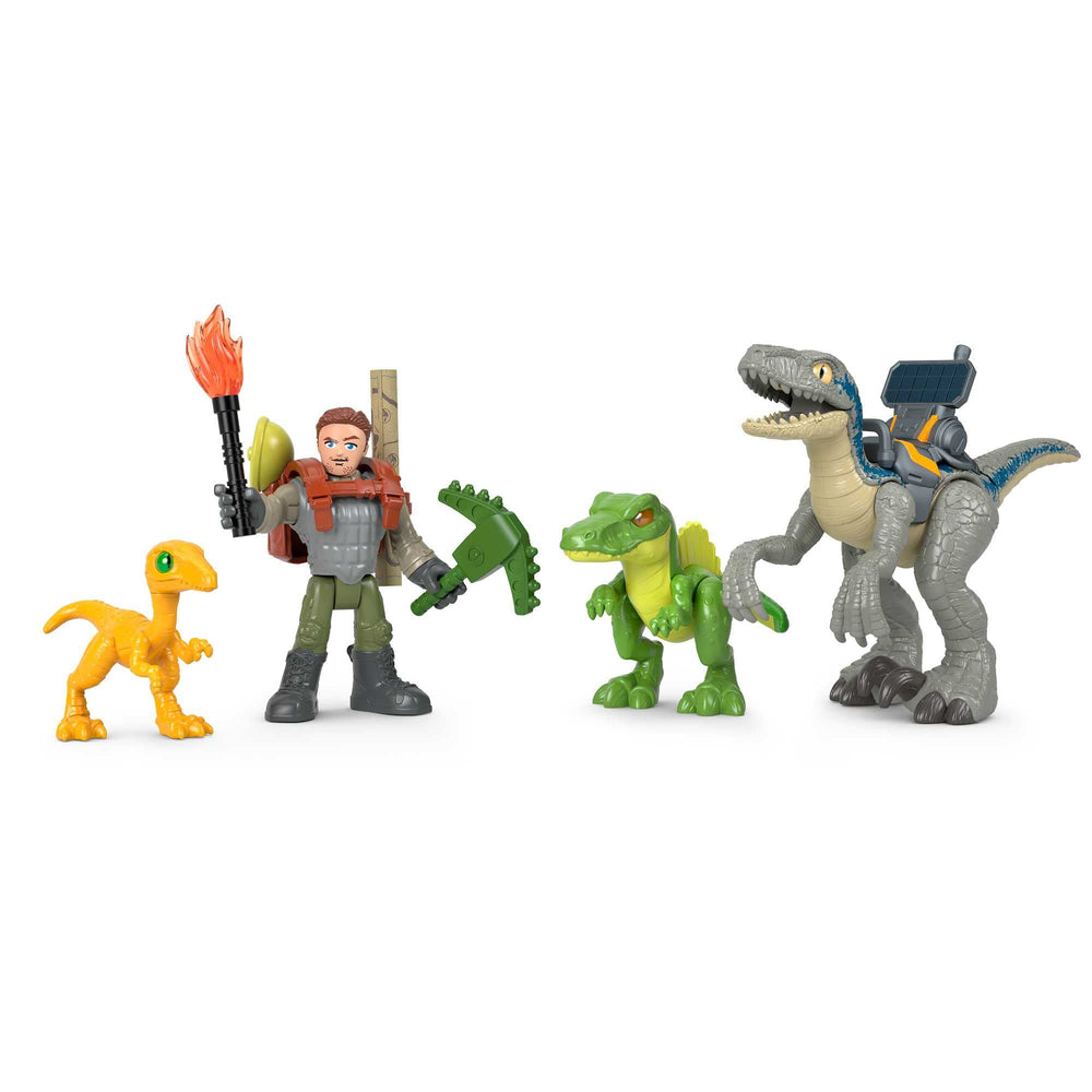 Fisher-Price Imaginext Jurassic World Blue the Raptor poseable for dynamic chase play