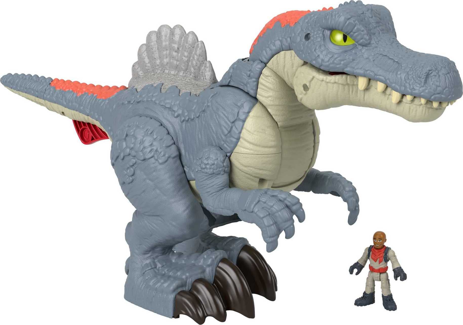 Fisher-Price Imaginext Spinosaurus front view with snap action for dynamic pretend play.