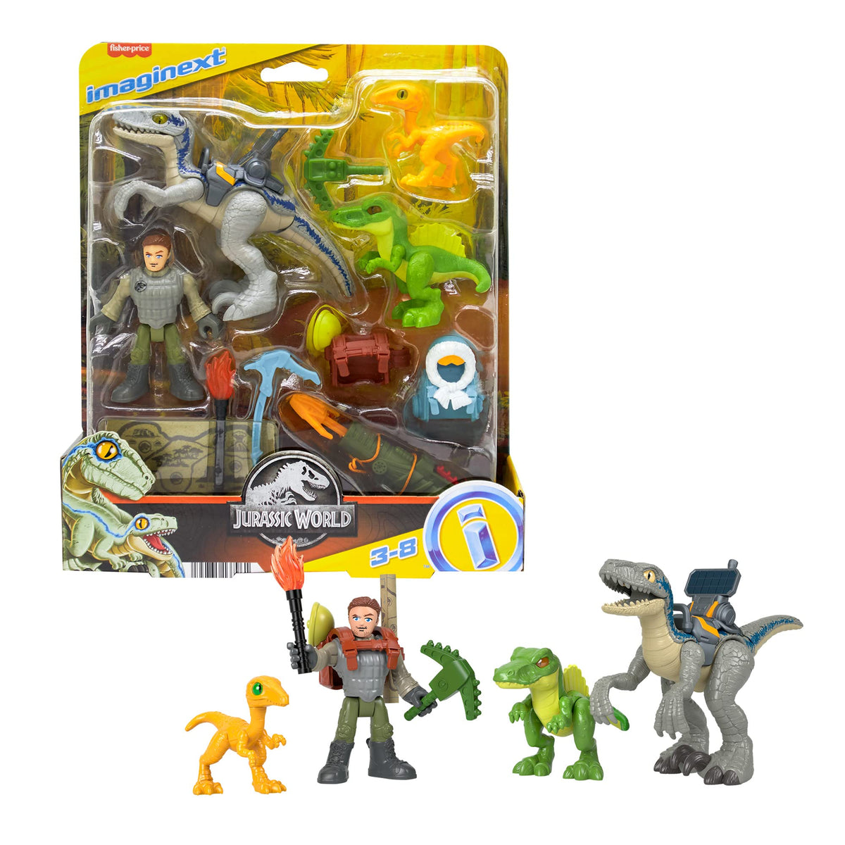 Fisher-Price Imaginext Jurassic World Owen Grady figure with poseable joints for action storytelling