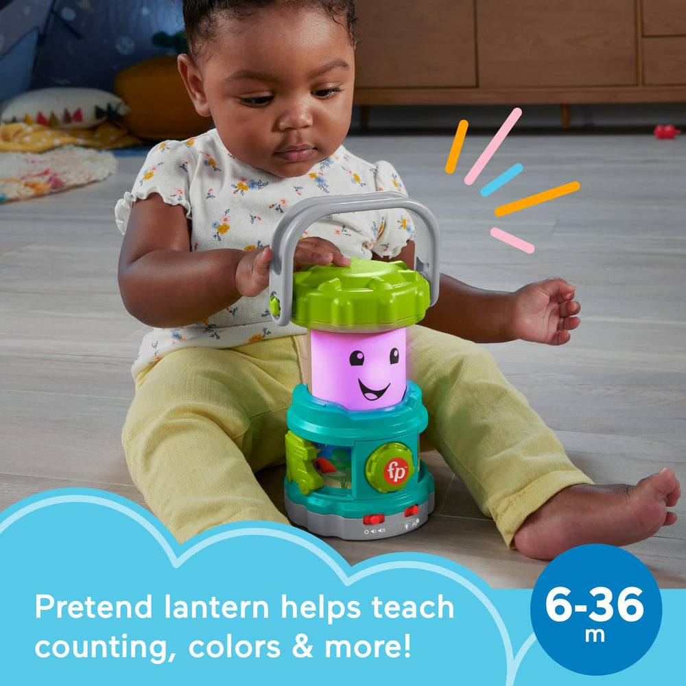 Fisher-Price Laugh & Learn Camping Fun Lantern activates via dial for fine motor play.
