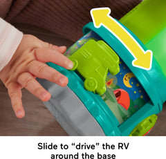 Fisher-Price Laugh & Learn Camping Fun Lantern has a take-along handle for portable play.
