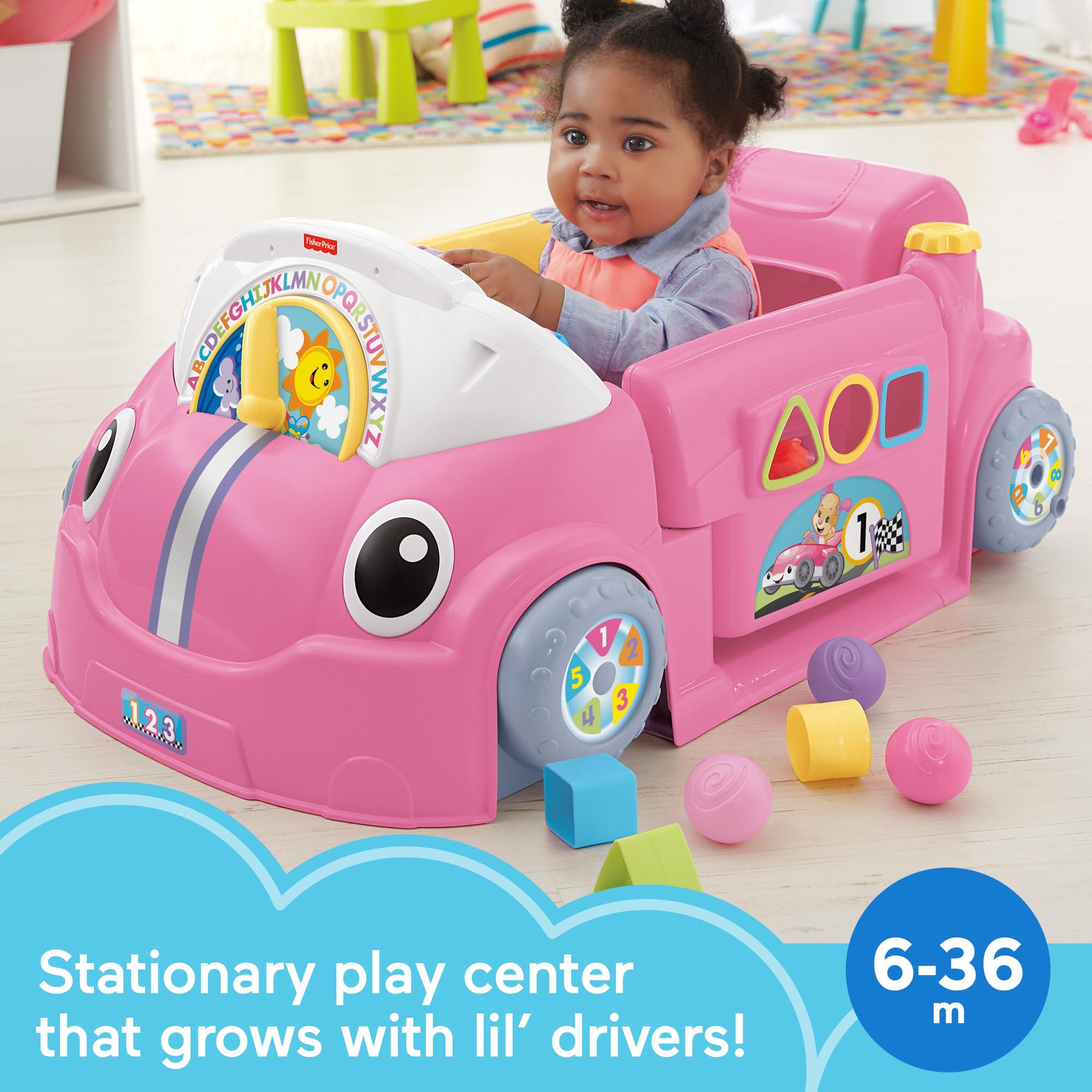 Fisher-Price Laugh & Learn Crawl Around Car baby steering encourages exploration and cause-and-effect learning