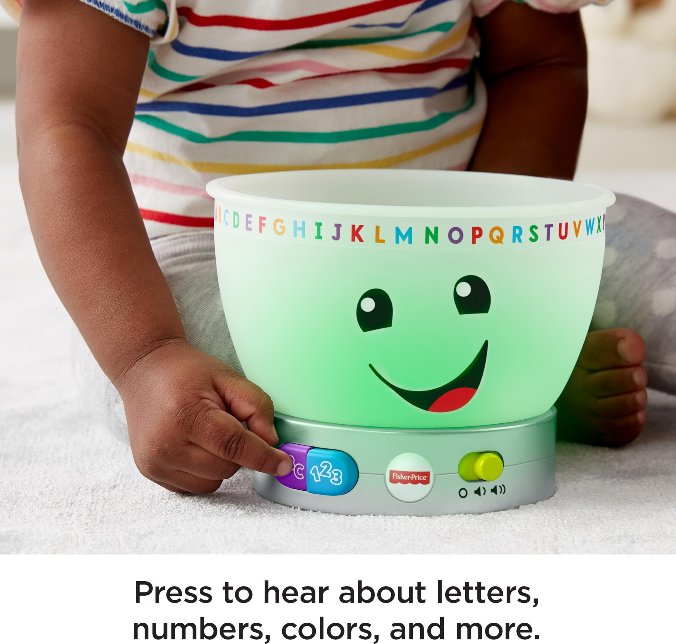 Fisher-Price Laugh & Learn Magic Color Mixing Bowl features two buttons for extra songs.
