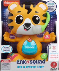 Fisher-Price Link Squad Bop & Groove Tiger with other Link Squad enables cooperative play.