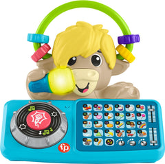 Fisher-Price Link Squad Yak DJ table buttons light up to the beat for alphabet learning.