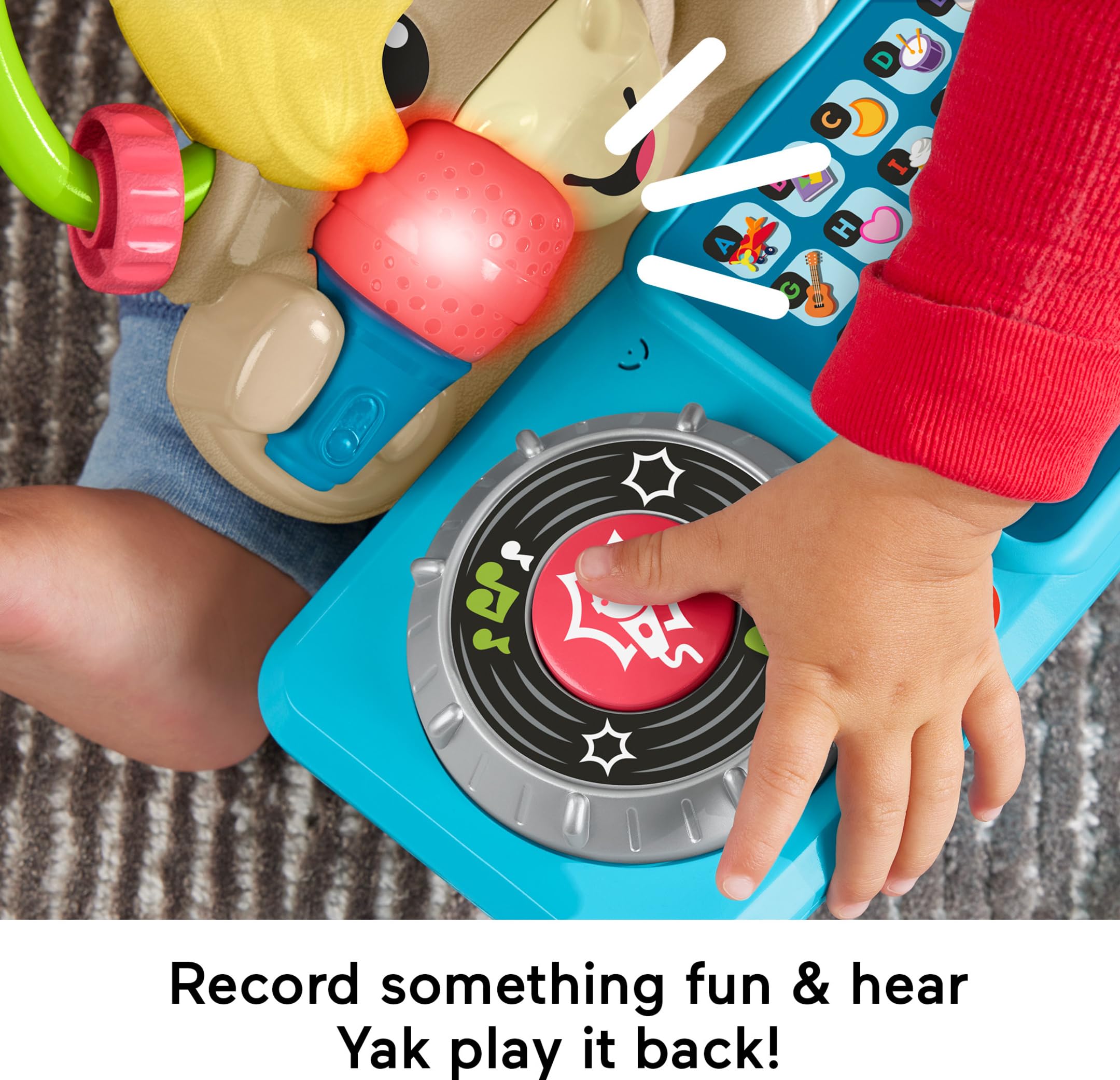 Fisher-Price Link Squad Yak microphone lights flash while recording and singing.