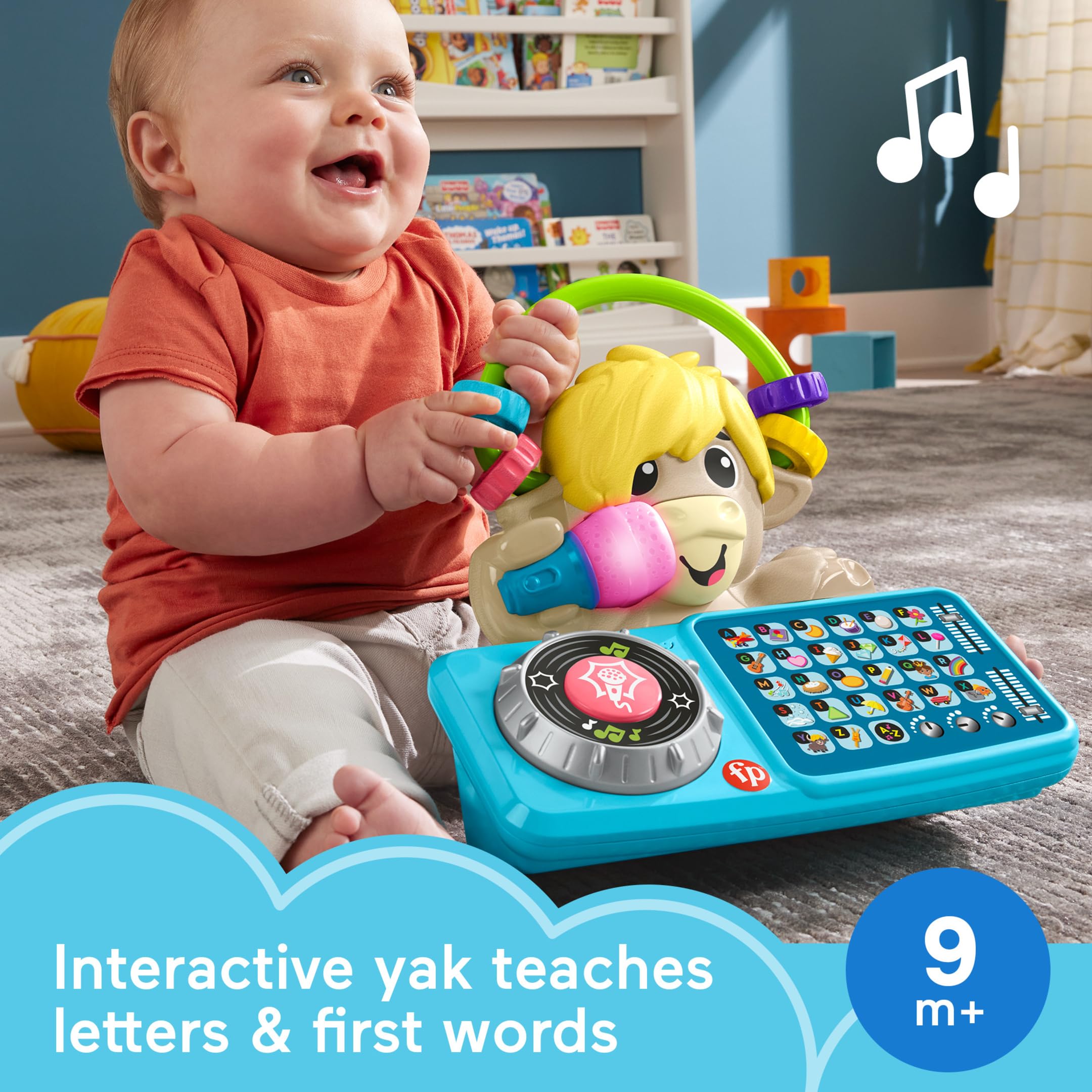 Fisher-Price Link Squad Yak turntable lights pulse as kids spin to interactive music.