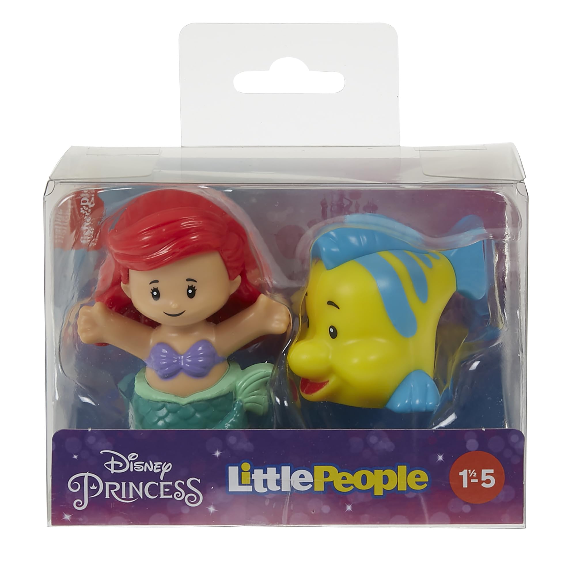 Fisher-Price Little People packaging featuring Ariel and Flounder ready to inspire play.